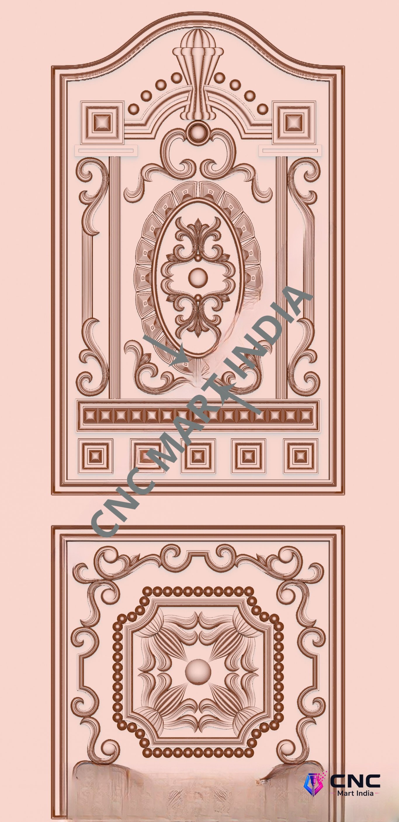 Arch - ARCH-16 Classical Ornate Oval Motif Decorative Door 3D Model